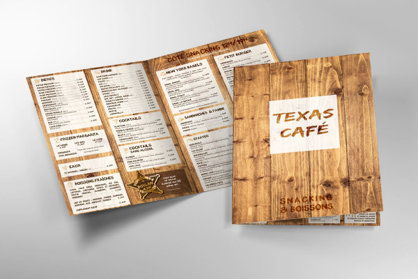 Menu restaurant Texas Café